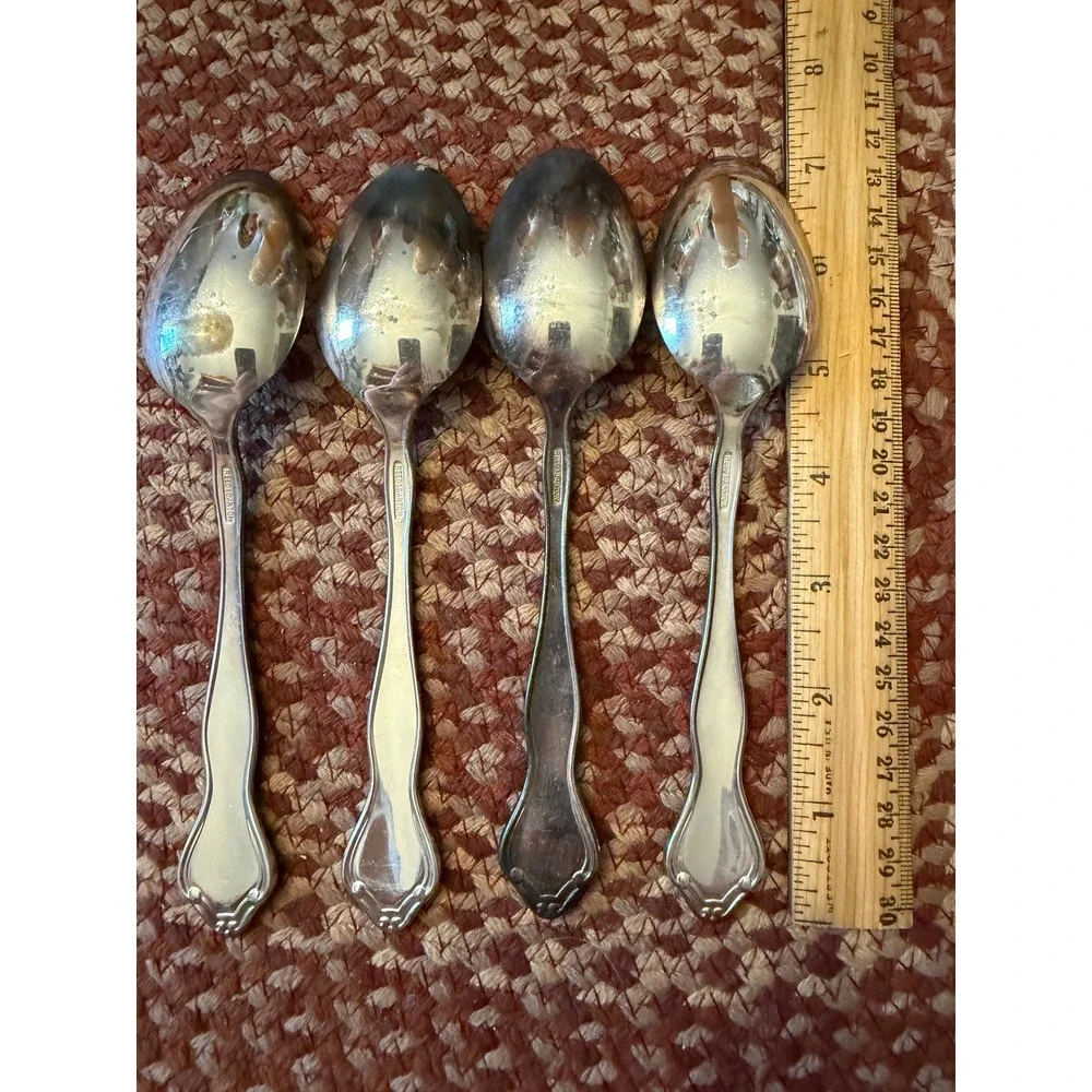 Reed‎ & Barton Soup Spoons Set of 4 Silver Silverplate Good Vintage Flatware